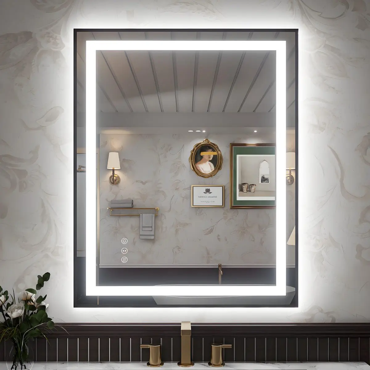 Apex-B 36x30in Vanity Mirror with Lights for Bathroom Wall,Framed LED Bathroom Mirror,Anti-Fog,Shatter-Proof,UL Listed