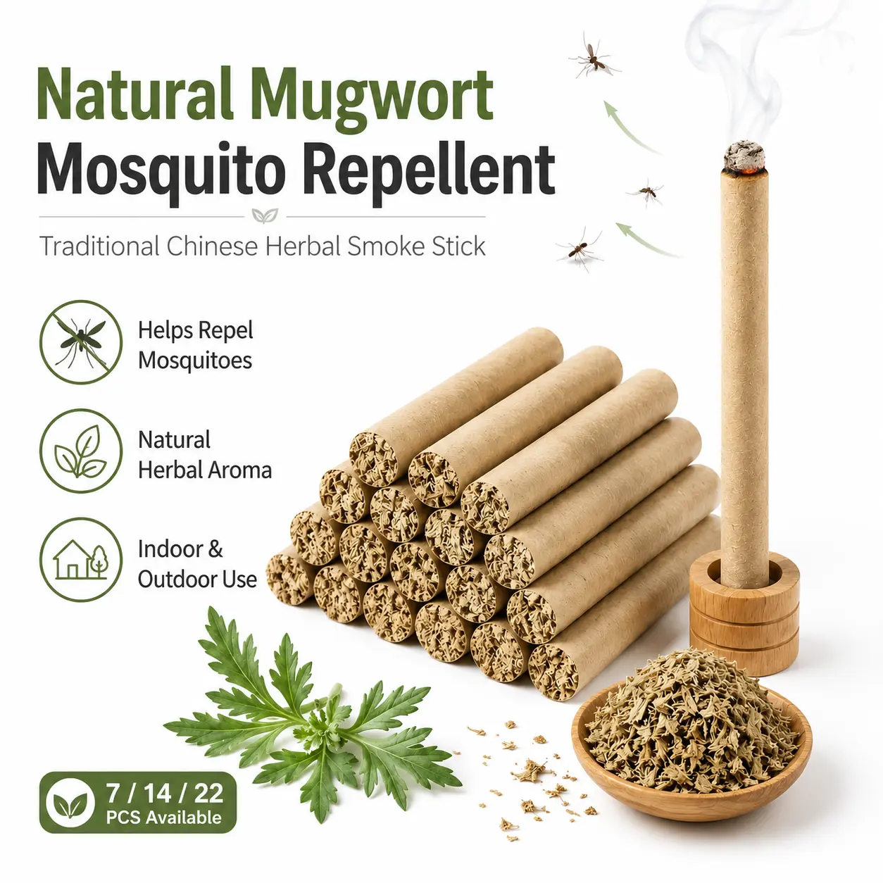 Organic Mugwort ScentedIncense Sticks Slow Burn Aromatherapy forIndoors, Home Fragrance, DailyConsumer Use,Natural Herbal Incense for living outdoor/room/bathroom/balcony/warehouse