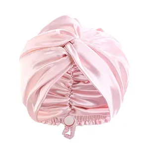 Adjustable Silk Satin Bonnet for Sleeping Women Night Wrap Sleep Cap Turban for Men Large Long Curly Hair Braid Stay on Head Pink Haircare Heatless