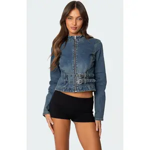 Edikted Women's Double Buckle Denim Jacket