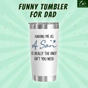 FATHER'S DAY GIFT Funny Favorite Child Mom Dad Tumbler 20oz Double Wall Insulated Stainless Steel Cup Perfect Mother’s Day, Father's Day Gift for Mom Dad from Son Cute Reusable Coffee Mug