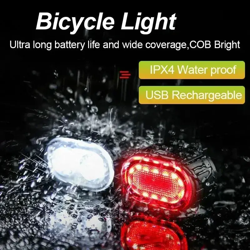 2025 Front Rear Bike Lights Rechargeable Bicycle Cycling USB Flashlight for Bicycle Lighting Set Mountain Lantern Accessories