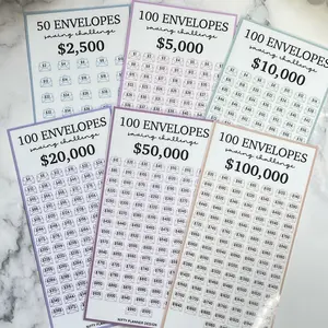 Laminated 100 Envelope Savings Challenge Bundle, Laminated Savings Cards