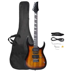 Flower Dance Novice Entry Level 170 Electric Guitar HSH Pickup Bag Strap Paddle Rocker Cable Wrench Tool Sunset Color for Pop Punk Blues Rock Heavy Metal Styles