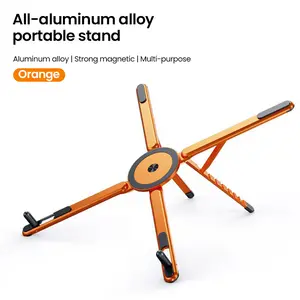 Laptop Stand for Desk, Foldable Aluminum Alloy Magnetic Notebook Riser Mount,Adjustable Height Ventilated Cooling Computer Cooling Holder,Multi-functional Stand for Laptop,Tablet and Phone