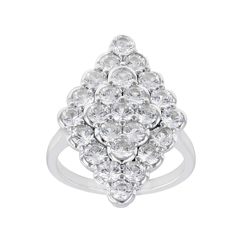 Women's Statement Gemstone Ring, 3.23ctw Round Lab Created White Sapphire in Rhodium Over Brass Jewelry, Jewelry Rings, Beautiful Rings