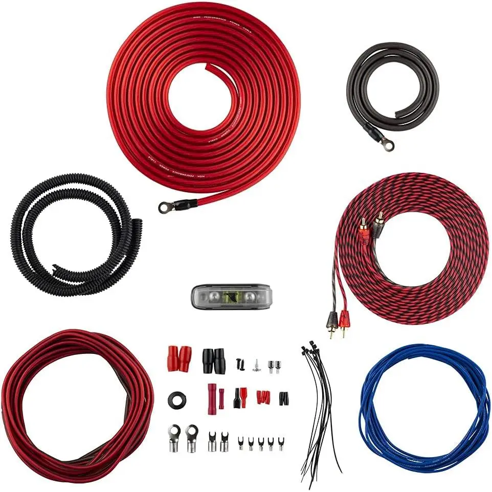 4 Gauge CCA Car Audio Installation Amplifier Wiring Kit - 1200W for 1 Amplifier, Twist Super Flex Wire, 100A ANL Fuse, 16 Gauge Red/Black Wire for Radio, Subwoofers, Speakers Connections & Power Delivery, 3Ft 4 Gauge Black