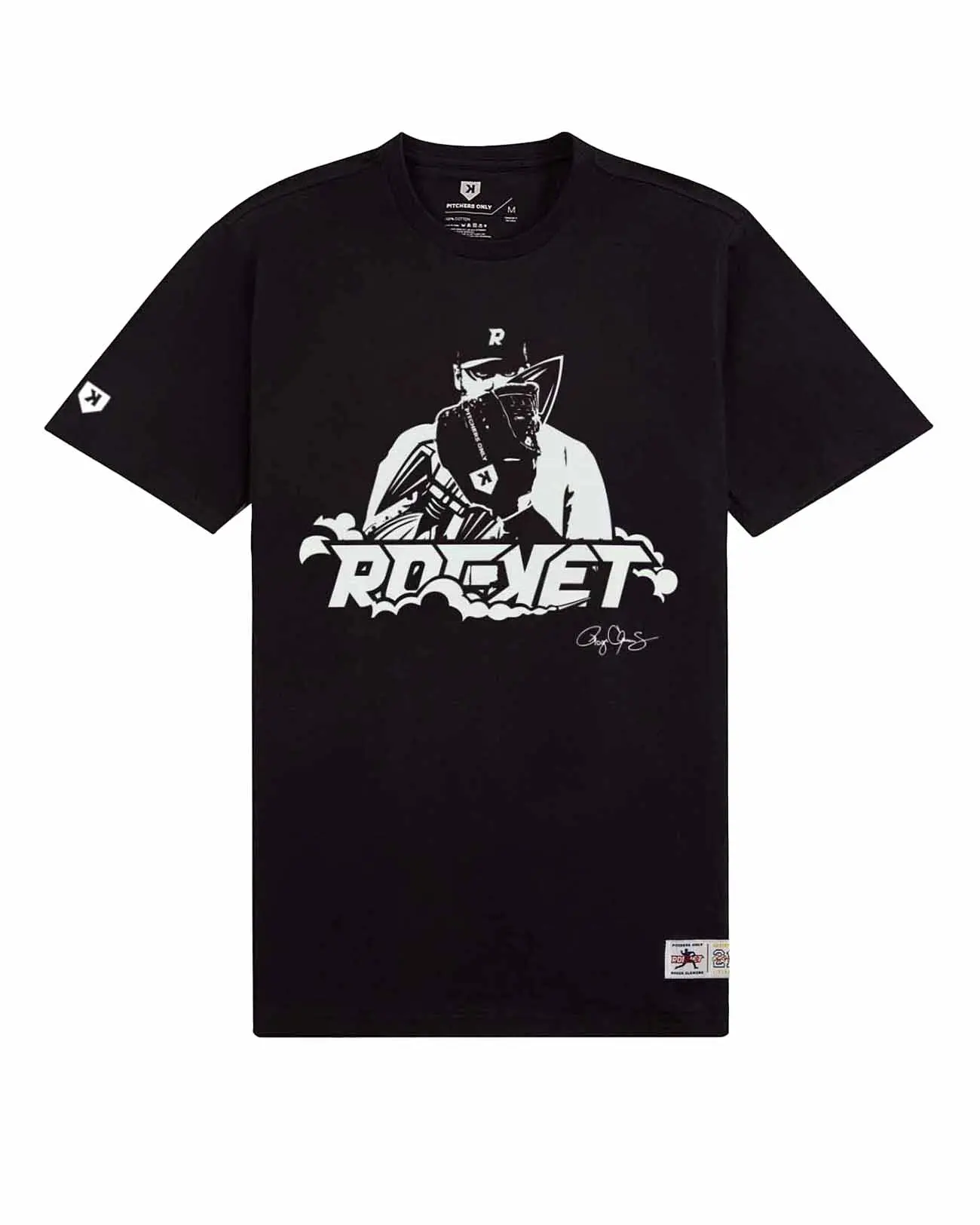 Men's Baseball T-Shirt, Pitchers Only Rocket Smoke, Roger Clemens Collection, 100% Cotton, Screen Printed
