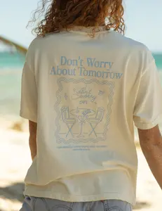 Don’t Worry About Tomorrow T-Shirt – Minimalist Unisex Tee, Inspirational Graphic Shirt, Cream Casual Top