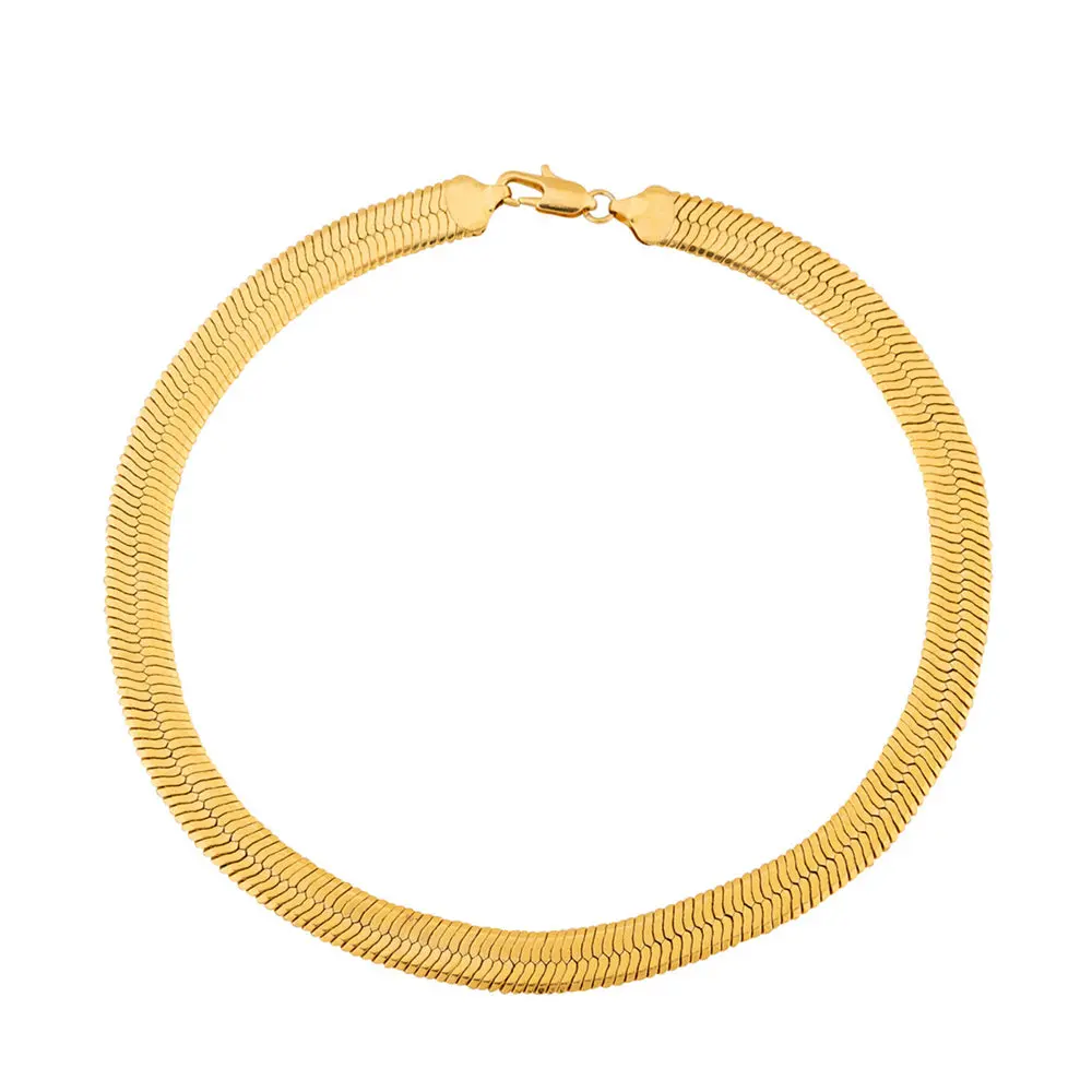 Herringbone Sleek Flat Choker 18k  Necklace (TF)