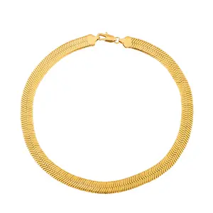 Herringbone Sleek Flat Choker 18k  Necklace (TF)