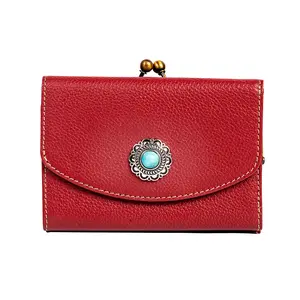 Women's Red Gypsum Trail Coin Purse, Durable Fashionable Stylish Genuine Leather Purse, RFID Wallet for Women, Durable Wallet