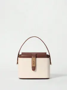 Color Block Box Bag for Women, Mini Top Handle Crossbody Purse with Turn Lock, Elegant Leather Shoulder Bag, Ideal for Daily, Commute, Casual Outings & Office Use, Stylish Retro-inspired Handbag