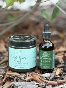 Herbal Scalp Scrub & Oil Set for Eczema Dandruff Haircare Natural Moisturizing Detox Exfoliating Repair