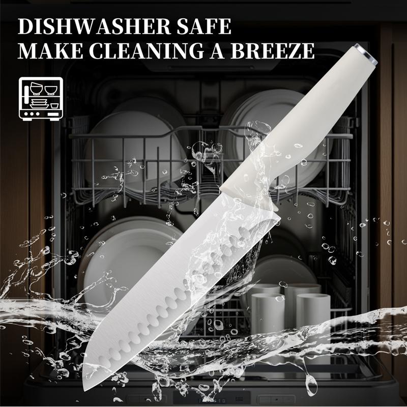 XBJ Knife Set with Knife Block, 15-Piece Rainbow Titanium Knife Block Set, Cooking Steak Knife Set with Black Handles.