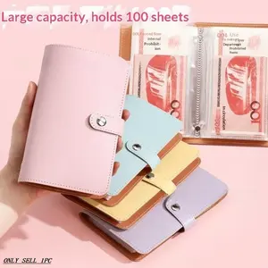Simple Cash Savings Book, No Folding Paper Money Needed, Leather-Like Cover, Holds Bills and Coins, Ideal for Saving Money, Savings Binder