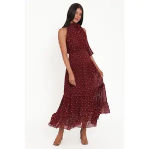 Leona Halterneck Maxi Dress - Red Polka Dot