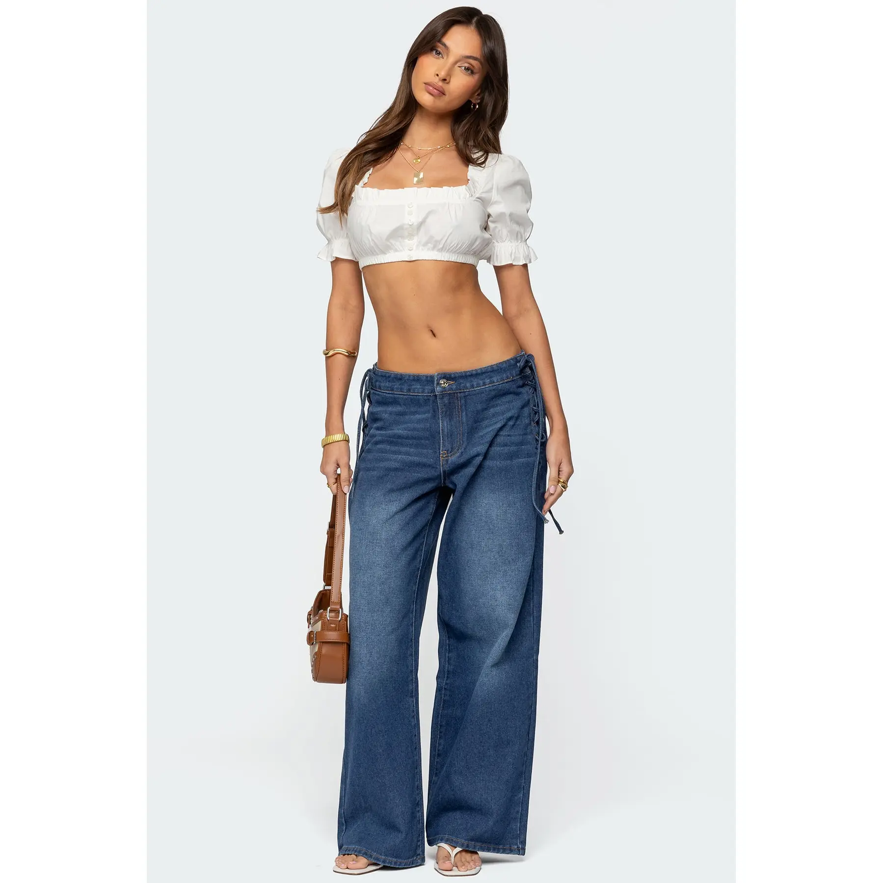 Katt Lace Up Low Rise Baggy Jeans