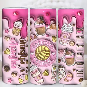 Cafecito y Chisme Inflated Tumbler, Pan Dulce Mexican Tumbler