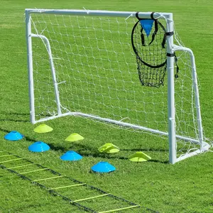 Soccer Goals for Backyard Soccer Goal 12x6 Big 10x6.5 8x6 6x4FT Soccer Goals for Youth Adults and  Large Metal 2" Goal  with Agility Ladder and Target Net Soccer Cones Practice Equipment