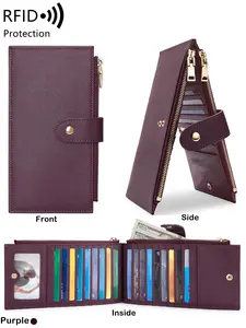 Ladies' Double Fold Card Wallet, Casual Fold Wallet, RFID Anti-Theft Brush, Dual Zipper Long Wallet, Wallets Women, Dual Zipper Design, Can Hold Coins, Large Bills, Credit Cards, Suitable For Daily Portable Use, Unisex