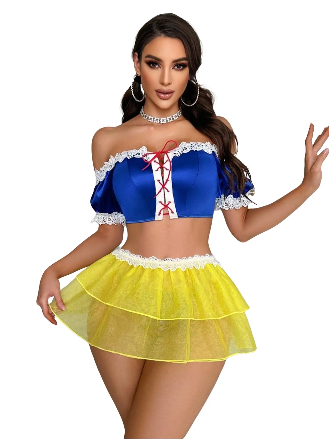 Princess Snow Theme Lace Lingerie Set Underwear Fitted Elastic, Womenswear Romantic Chic Couple Sexy Hollow Roleplay Costumes Sleepwear, Perfect Holiday Gift