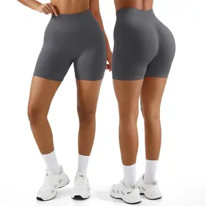 OMKAGI Womens Workout Shorts 4.5" Butt Lifting Gym Impact Shorts Seamless Biker Shorts