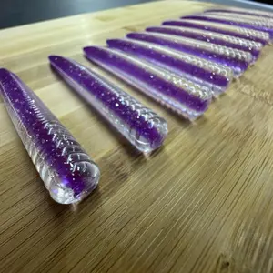 Lucki Baits Clear with Purple core-shot 3” Ned Rig 10 Pack