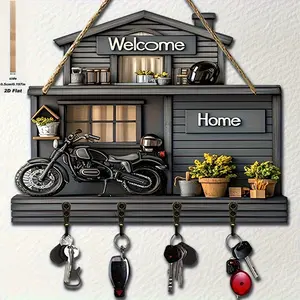 Wooden Retro Motorcycle Multifunctional Hanging Ornament, Vintage Style Decorative Keychain, Key Hook, Unique Gift Idea for Motorbike Enthusiasts
