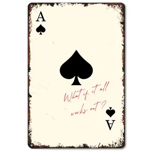 Ace Of Spades Print 8x12 Inch Aluminum Metal Tin Signs Funny Vintage Poster-For Living Bathroom Room Kitchen Bedroom Garden Wall Decor