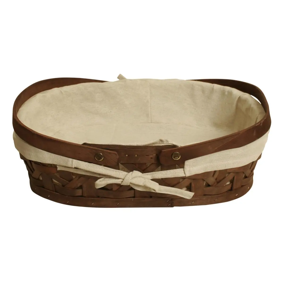 Wald Imports 6501-SM 12 in. Stained Woodchip Basket with Cloth Liner