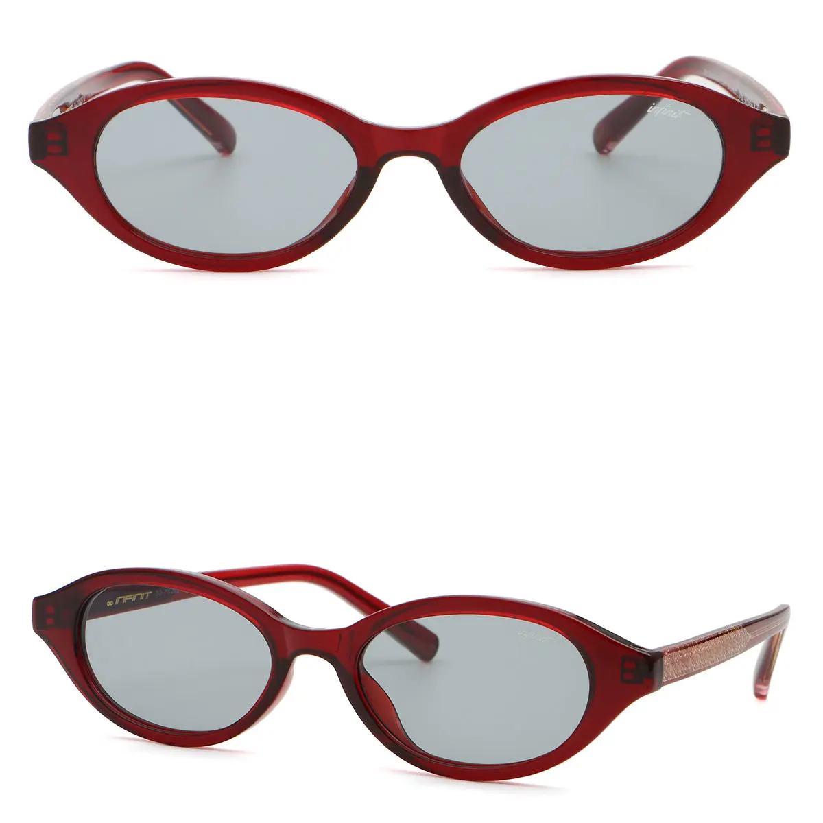 Infinit Brigitte Oval Sunglasses, Burgundy + Light Gray