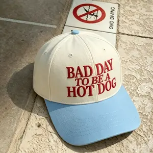 Funny “Bad Day to Be a Hot Dog” Embroidered Trucker Hat – Vintage Snapback Baseball Cap for Men & Women, 4th of July Patriotic Summer Hat, Trendy Meme Gift, Adjustable One Size