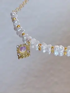 Baroque Pearls Decorated Necklace, Vintage Style Jewelry for Party, Daily Clothing Decor, Trendy All-match & Exquisite Jewelry for Birthday Gift