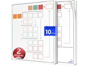 Scribbledo Long Division Dry Erase Practice Sheet 11" x 14" Two Divisor Place Value Math Reusable Write and Wipe Sheet for Classroom Students & Homeschool Learning