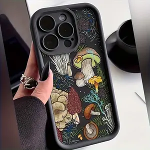 Phone case for iPhone 16 Pro Max 15 Plus 14 13 12 11 XR XS Colorful Mushroom Pattern  Anti-Scratch Shockproof TPU Bumper Drop-proof Cover