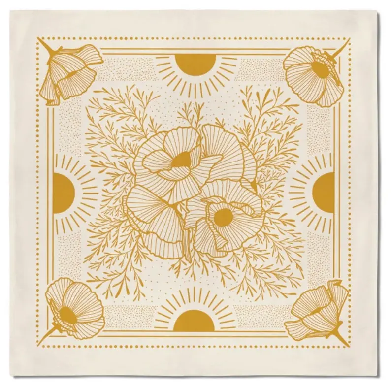 Poppy Sunrise Cotton Bandana | Screen Printed