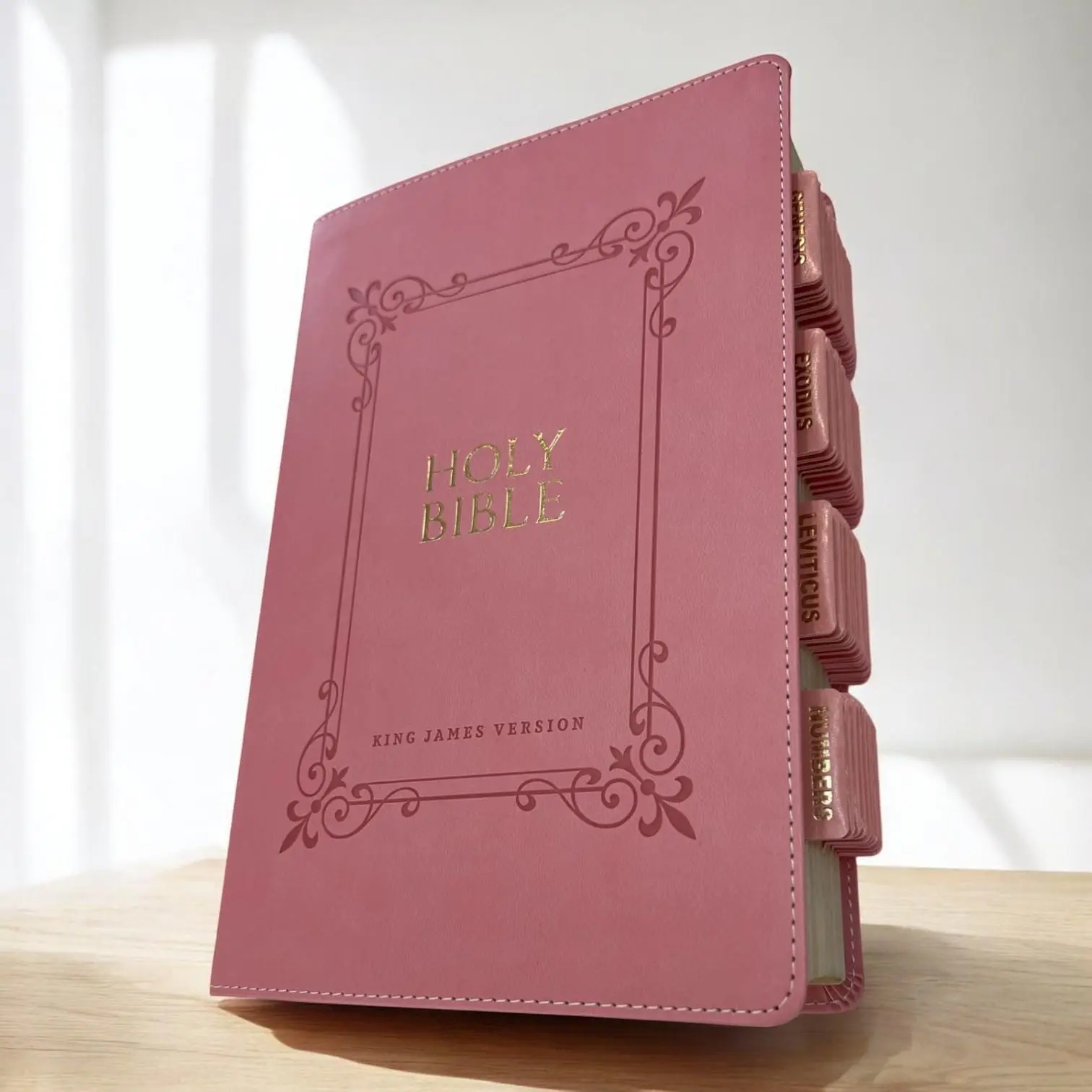 Custom Tabbed KJV Pink Holy Bible With Tabs Christian Gift for Her Mom Women Him Church Easter Baptism Catholic Confirmation King James