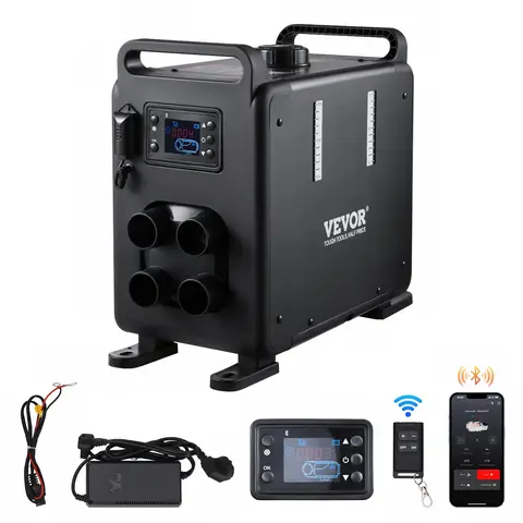 【toolupgrade】 VEVOR Diesel Heater, All in One Diesel Air Heater, Bluetooth APP Control, Remote Control and Display Screen, Fast Heating Vertical Portable Diesel Heater for Vehicles, Garage