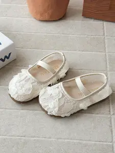 Girls' Spring Summer New Firework Petal Hollow Out Soft Sole Shoes, Girls' Traditional Butterfly Knot Hanfu Shoes, Cute Casual Footwear