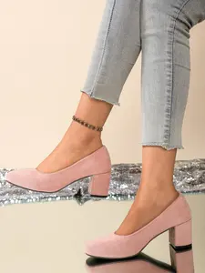 Elegant Women's Chunky Heel High Heels, All-Season Casual Classy Stylish Shoes, Lightweight Slip-On Fabric Upper, Multiple Colors Available, Fashion, Slip On Pumps