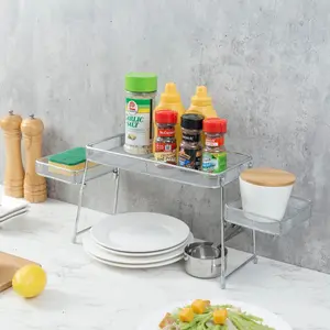 Chrome Plated Metal Over The Sink Organizer Shelf Rack, 3 Tiered Bathroom or Kitchen Sink Storage Display Caddy