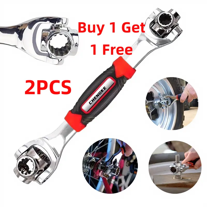 (Buy 1 Get 1 Free) 52-in-1 Metal Adjustable Socket Wrench, Car Repair Tools with 360-Degree Rotating Head, Multi-Size Universal Spanner for Home, Car Repair