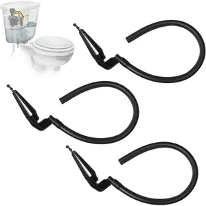3 Pack Toilet Refill Tube and Clip Replacement, Toilet Repair Kit Inside Tank Compatible with 100, 200, 200A, 400A and Most Other Valves, 9.65" Length, Rubber and Plastic (Black)