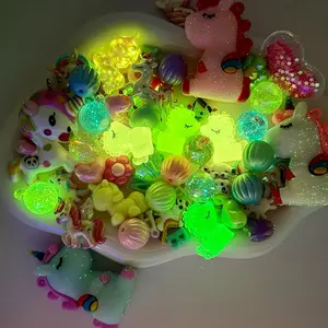 Unicorn Dreams ; Partial Luminous Colorful Resin and Acrylic Beads and Charms Mix for for DIY Pens Keychains Phone Chains Sun Catcher Car Hanger and other DIY Jewelry & Accessories; Includes a Light Up Unicorn Pendant