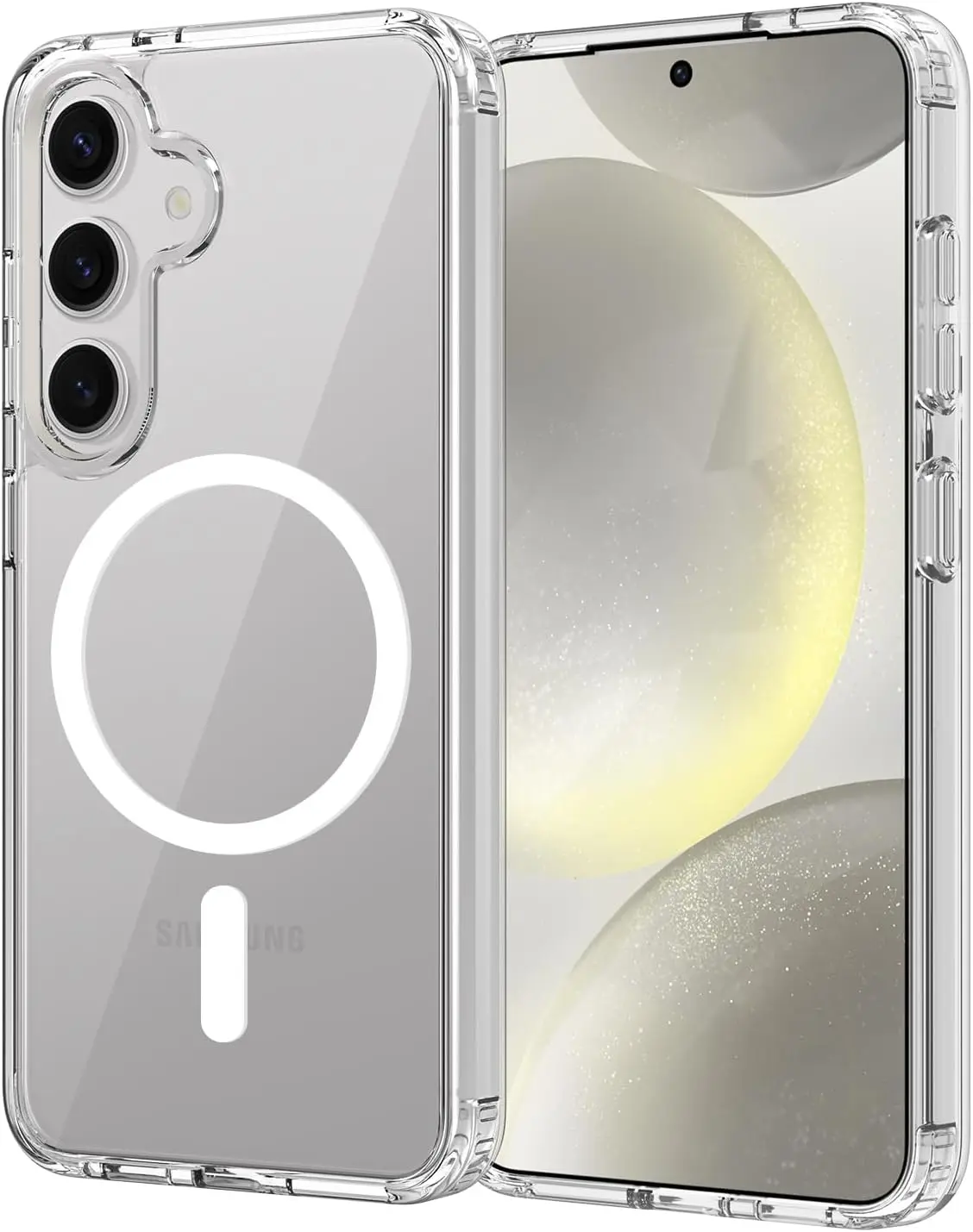Clear MagSafe Compatible Phone Case for Samsung Galaxy S26 S25 S24 S23 Ultra Plus FE & A16 A15 A14 A57 A55 A54 A35 A36 A37 , Hard PC Back Soft TPU Bumper, Anti-Yellow Military Grade Shockproof Protective Cover Support Wireless Magnetic Charging