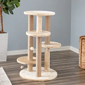 Two by Two Manchester - Beige Scratching Post Cat Furniture - 36.2 in. Tall