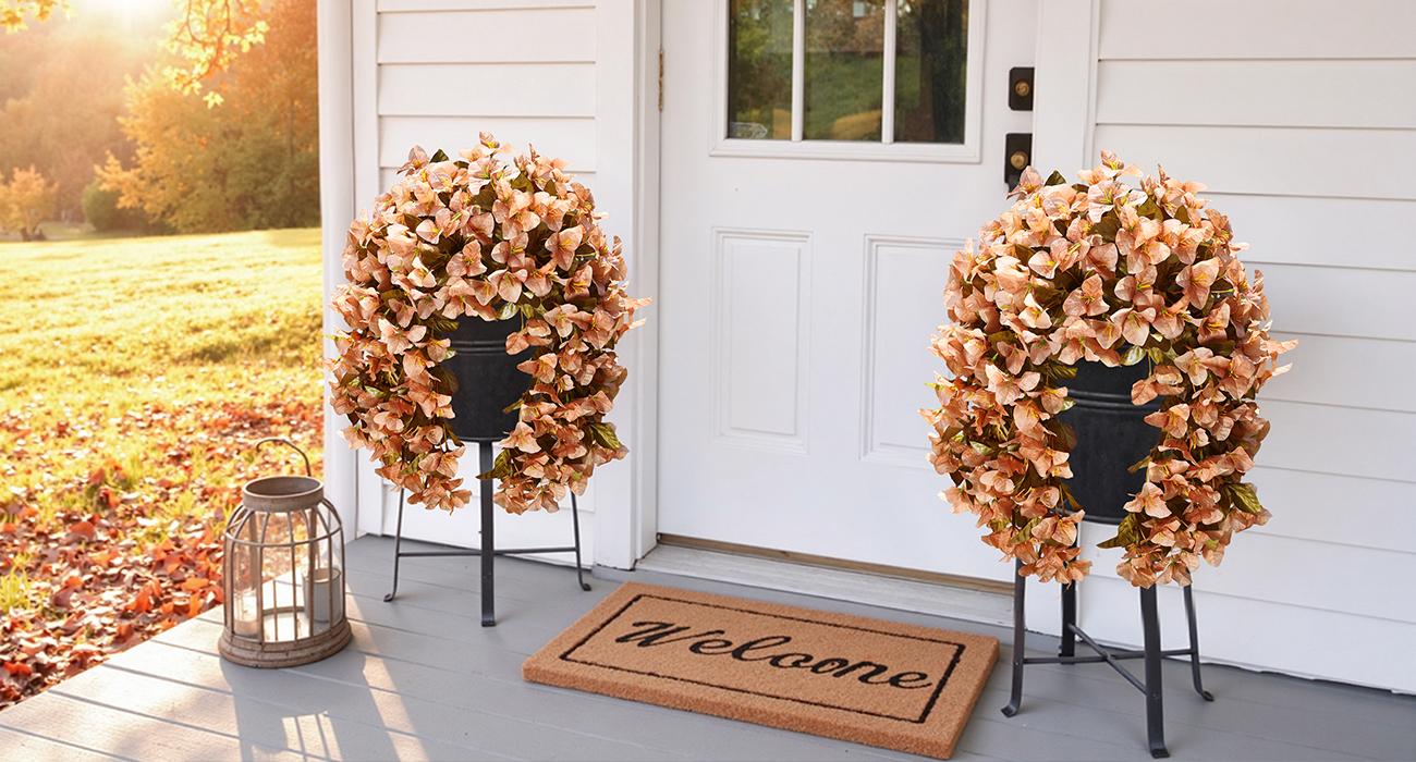 Ivydale Bougainvillea Artificial Hanging Flowers Plants for Outdoors Decoration, 2pcs Fake Flowers Silk Bougainvillea Vines Realistic UV Resistant Faux Flowers for Planters Porch Patio Urn, Hot Pink,dorm decor,dorm room decor