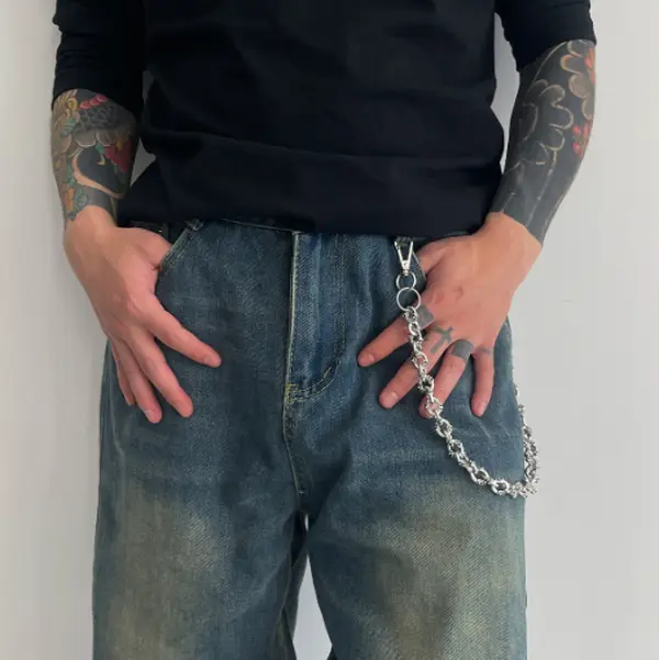 2026 New Unisex Punk Rock Skull Chain Pendant Keychain - Men's Fashion Jewelry, Wallet Belt Chain, Stylish Jeans Accessory for Street Style Leisure, Party Wear, Hip Hop; Ideal for Boyfriend Birthday Gifts with Skull Pattern