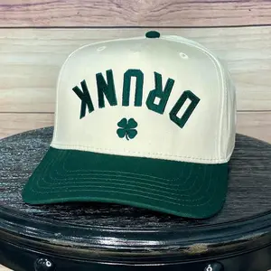 Drunk Upside Down Shamrock Trucker Hat 5 Panel Snapback Adjustable, Performance St Patty's Day Irish Bachelor Party Favor gifts for her